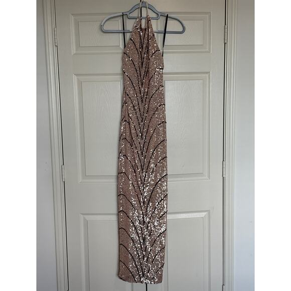 Michael Costello x Revolve Coreen Gown XS – Champagne Sequin Maxi - Picture 11 of 11